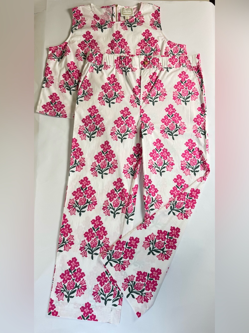 Sail to Sable Hibiscus Block Print Matching Set XXL Pink Floral Cotton Pants Set